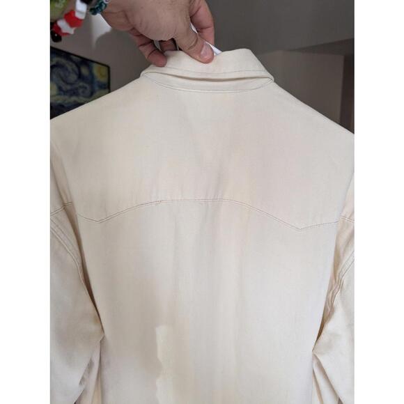 Stetson Men's M Turquoise Hex Snap Western Denim 3/4 Sleeve Cowboy Ranch Shirt - Picture 6 of 9